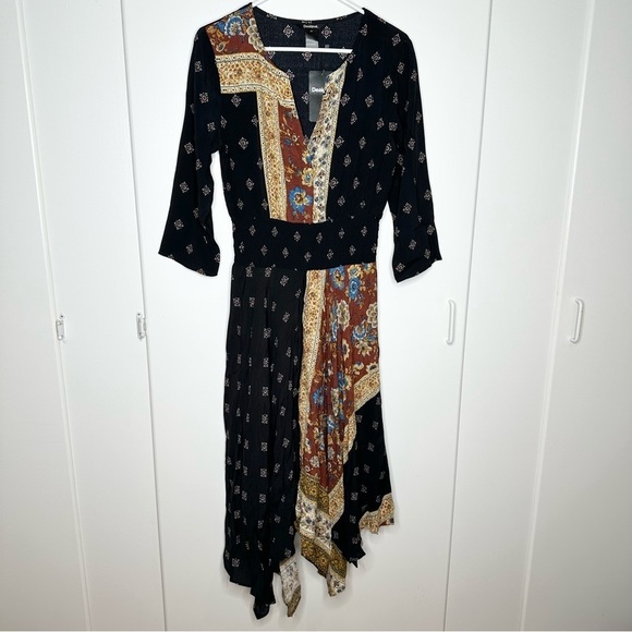 NWT DESIGUAL Women’s Gelia Bohemian Handkerchief Midi Dress Size 40 US 6 - Picture 3 of 10